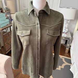 Thirty/Thirty Sage Green Faux Suede Button-Up Shirt/Jacket ❤️